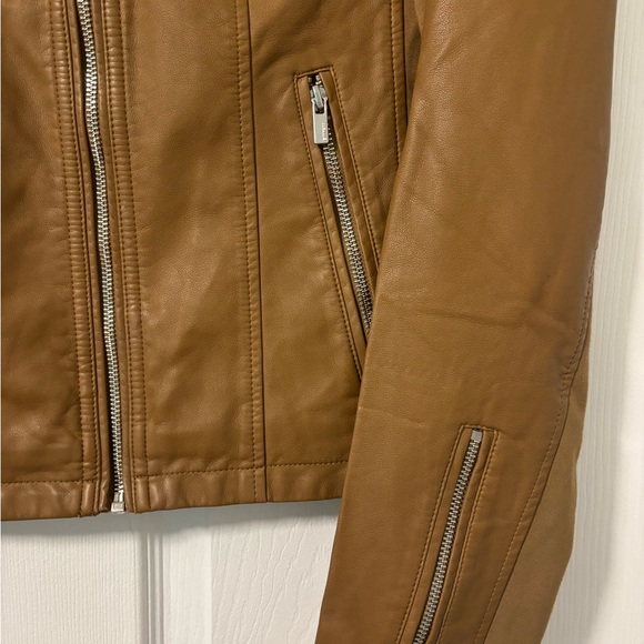 small brown zip up leather jacket from express - Picture 3 of 7
